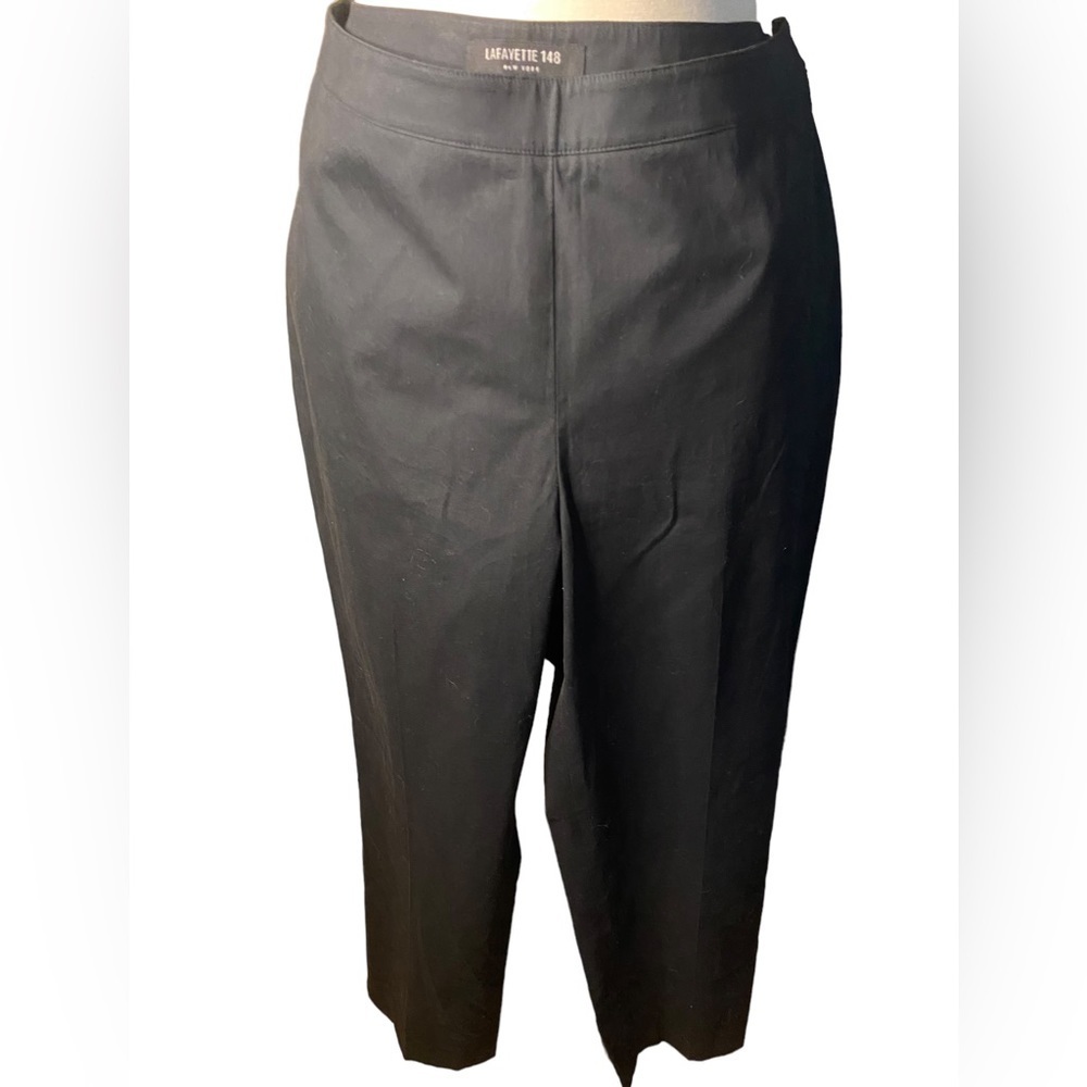 LAFAYETTE 148 Black Pants Size 12 NWT Cotton/ Spandex Side Zipper